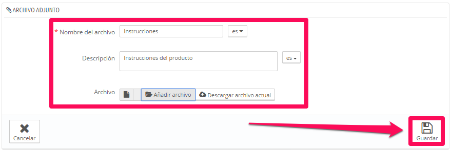 Adjuntar archivos Prestashop 2