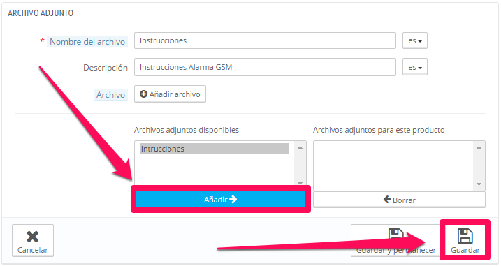 Adjuntar archivos Prestashop 5