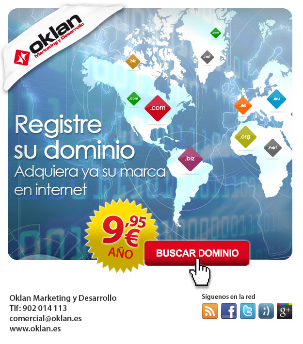 Registre sus dominios por solo 9,95€ Registre sus dominios por solo 9,95€